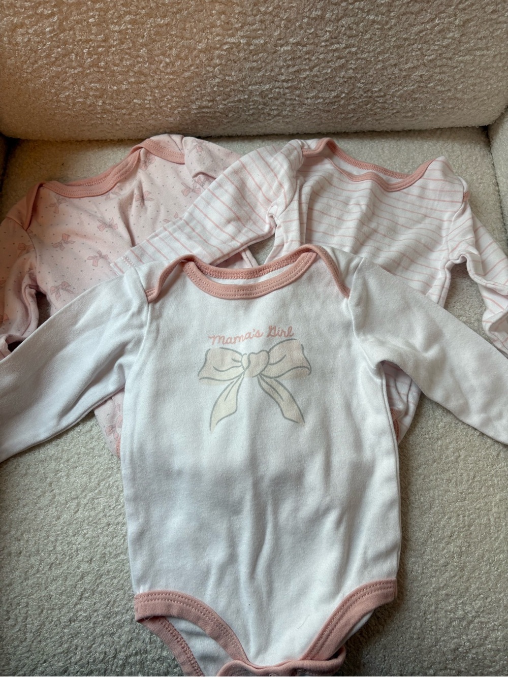 Baby Gear White and Pink Long-Sleeve Bodysuit 3-Pack
